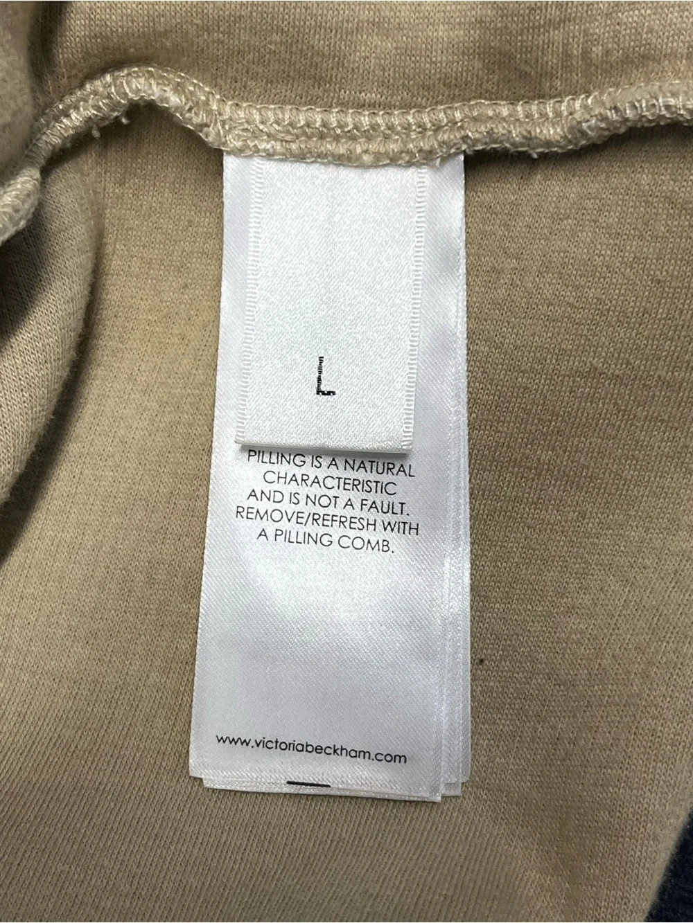RARE Victoria Victoria Beckham | Beige Ribbed Cowl neck Zipper Striped Sweater L